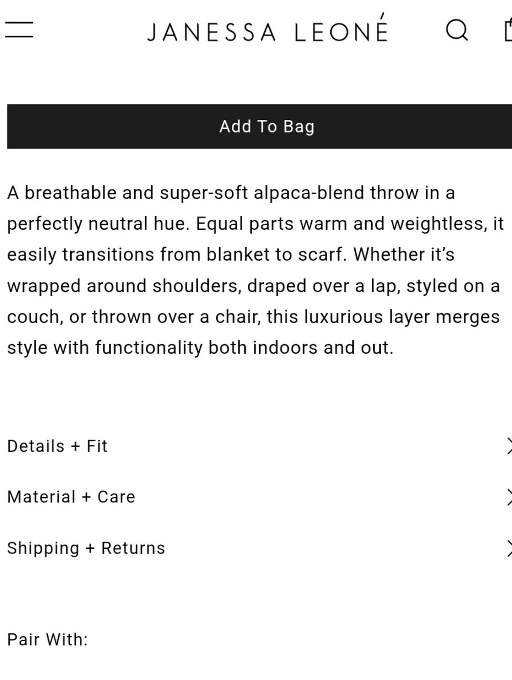 Janessa Leone Alpaca Blend Wrap/Throw - Picture 4 of 11